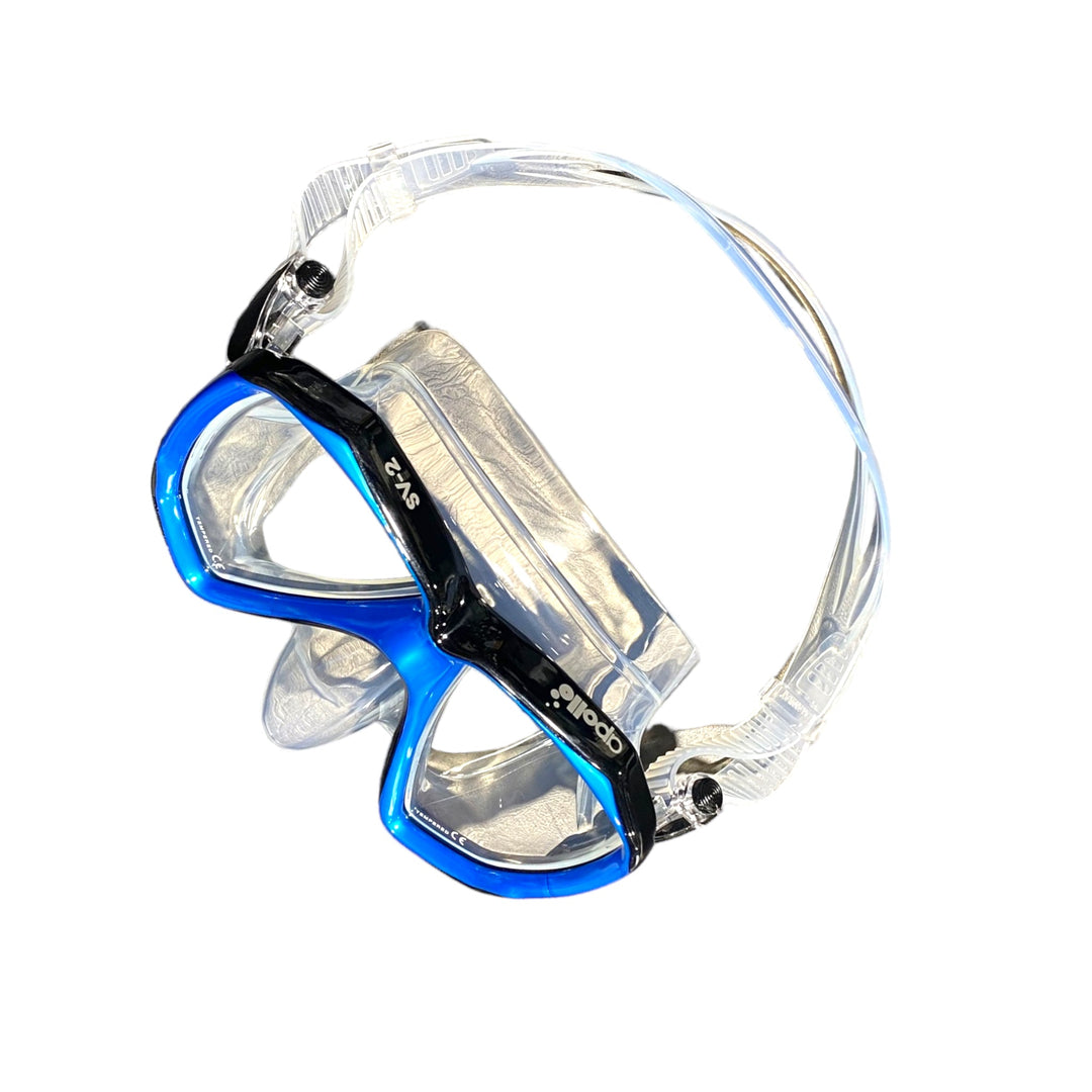 SV-2 Mask Blue/Clear Silicone - Spearfishing Superstore